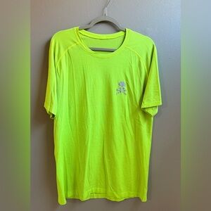 Lululemon x Soulcycle neon green short sleeve athletic tee shirt